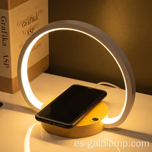 Lámpara de noche LED moderna con estación de carga inalámbrica